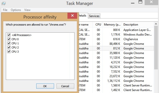 Setting CPU Affinity for process