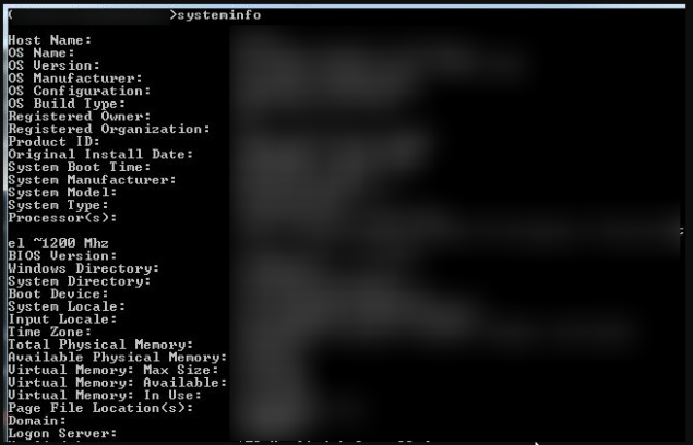 systeminfo command on windows