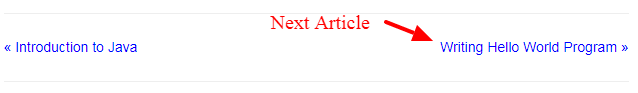 Java Tutorial Navigation to next article