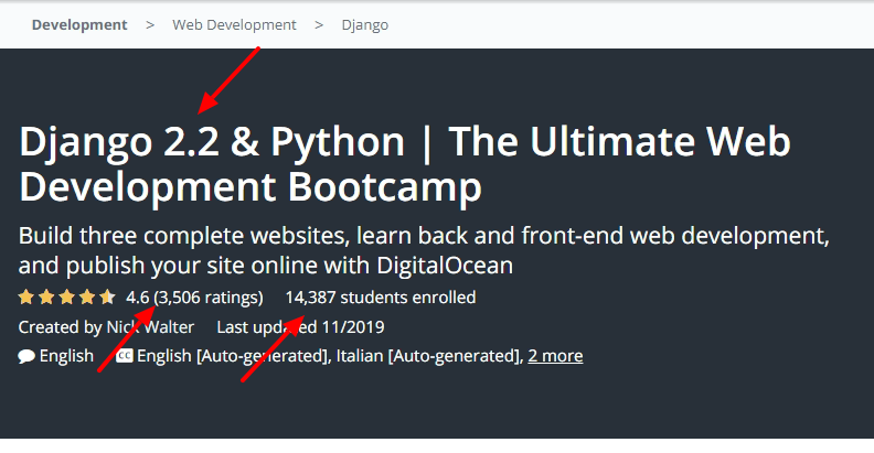 django tutorial udemy