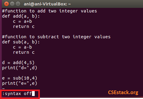 disable syntax in Vim