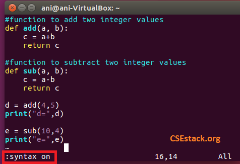 highlight syntax in VI editor for programming