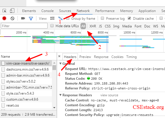 check HTTP header in Chrome Inspect