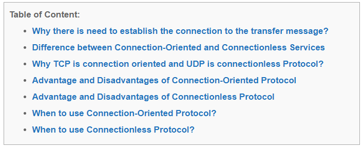 Table of Content ToC Example