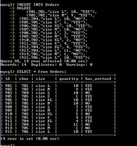 select MySQL command example