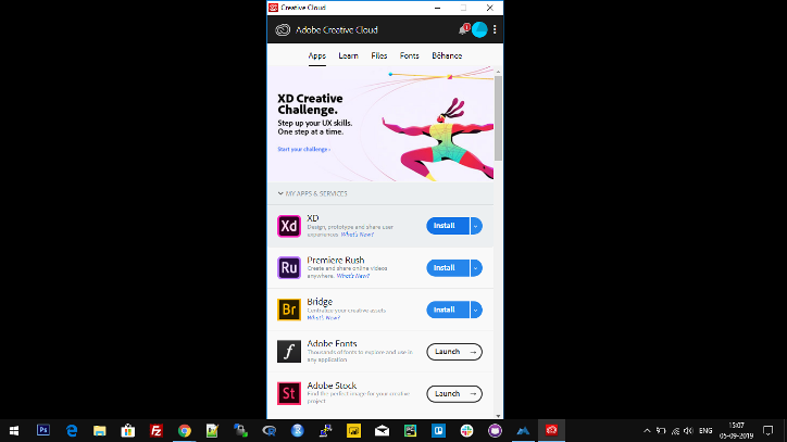 Adobe XD installation using Adobe Creative Cloud