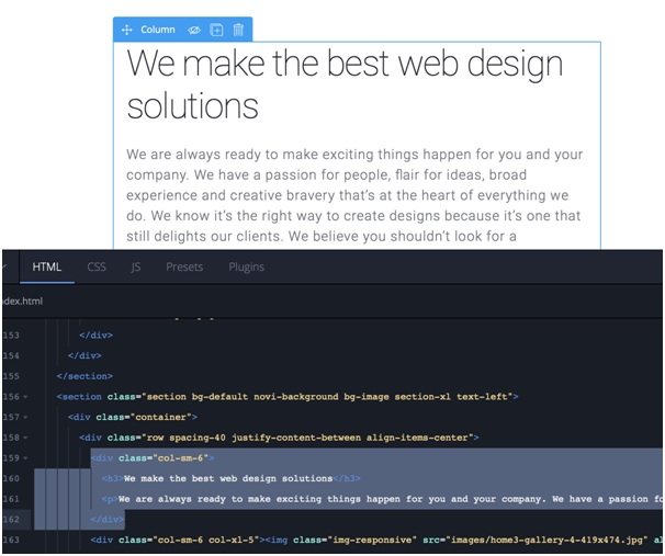 Novi web design toolbar