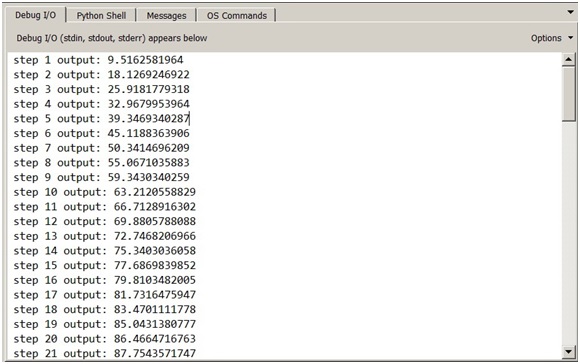 System Analysis Simulation output