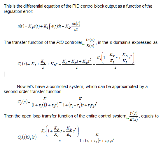 differential equation of PID control system block