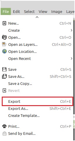 export and save screenshot in Gimp