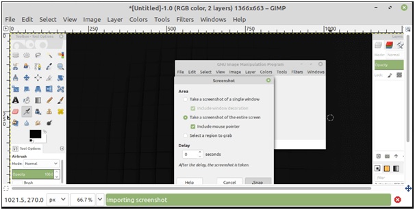 take a screenshot of full screen in Gimp in Ubuntu