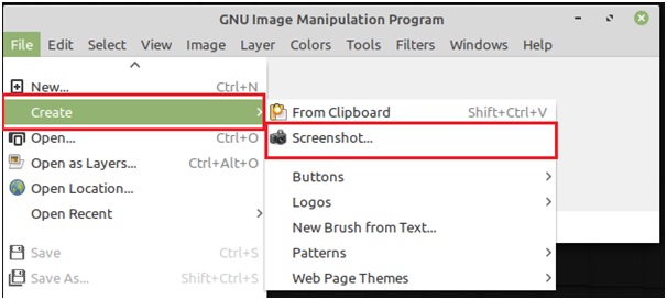 take screenshot on Ubuntu using Gimp